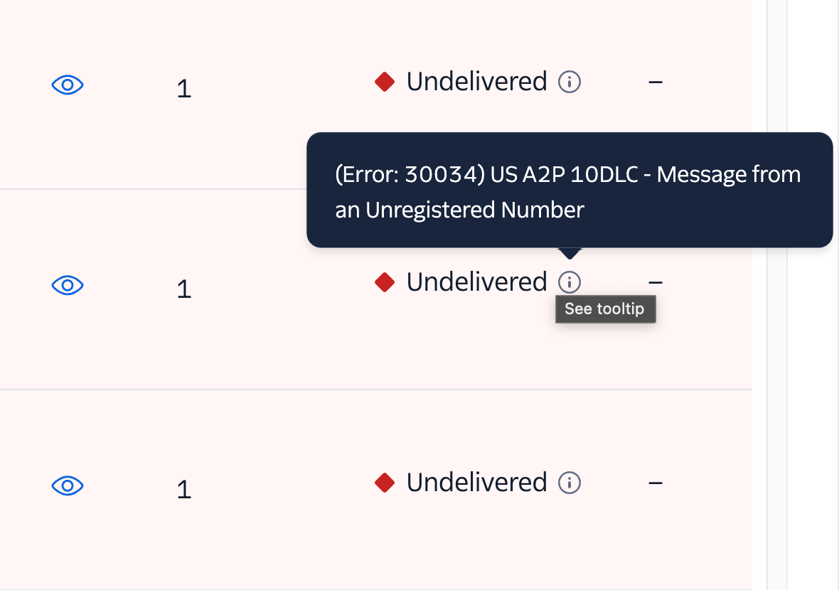 Twilio undelivered message error