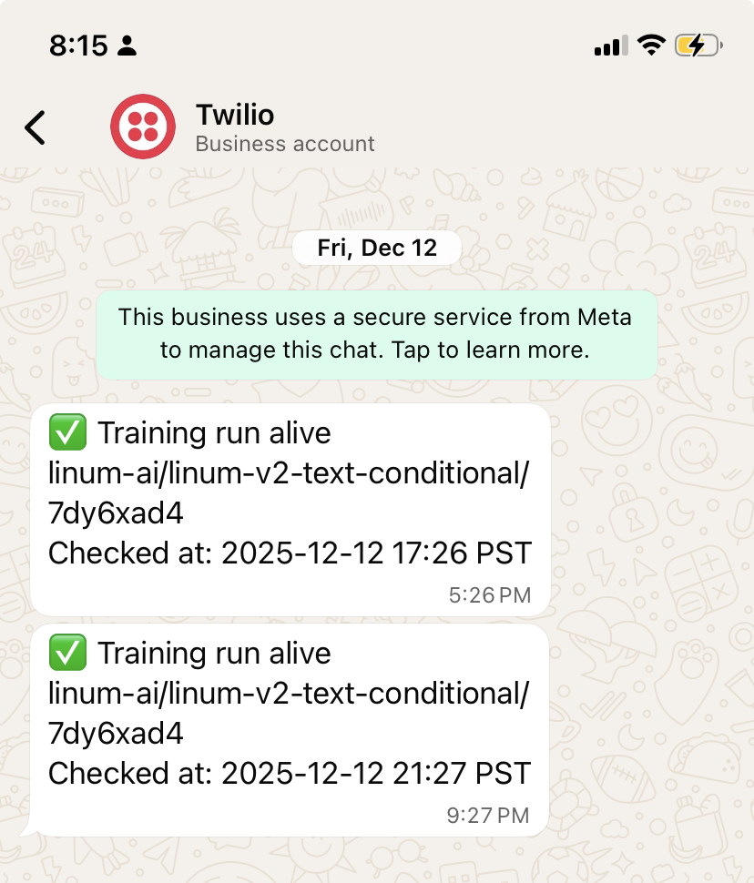 WhatsApp integration messages