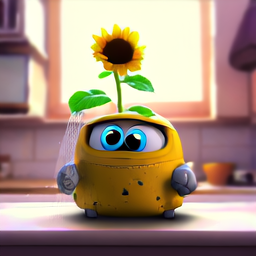 Linum v2 sample: animated 3d robot windowsill