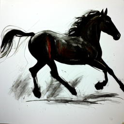 Linum v2 sample: charcoal galloping horse