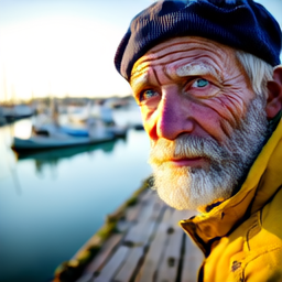 Linum v2 sample: elderly fisherman portrait