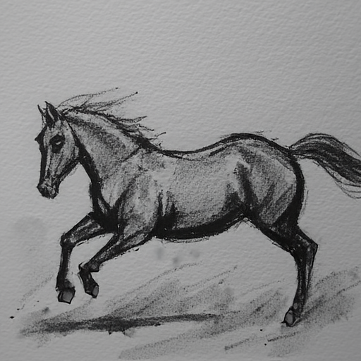 P-JiT sample: charcoal galloping horse